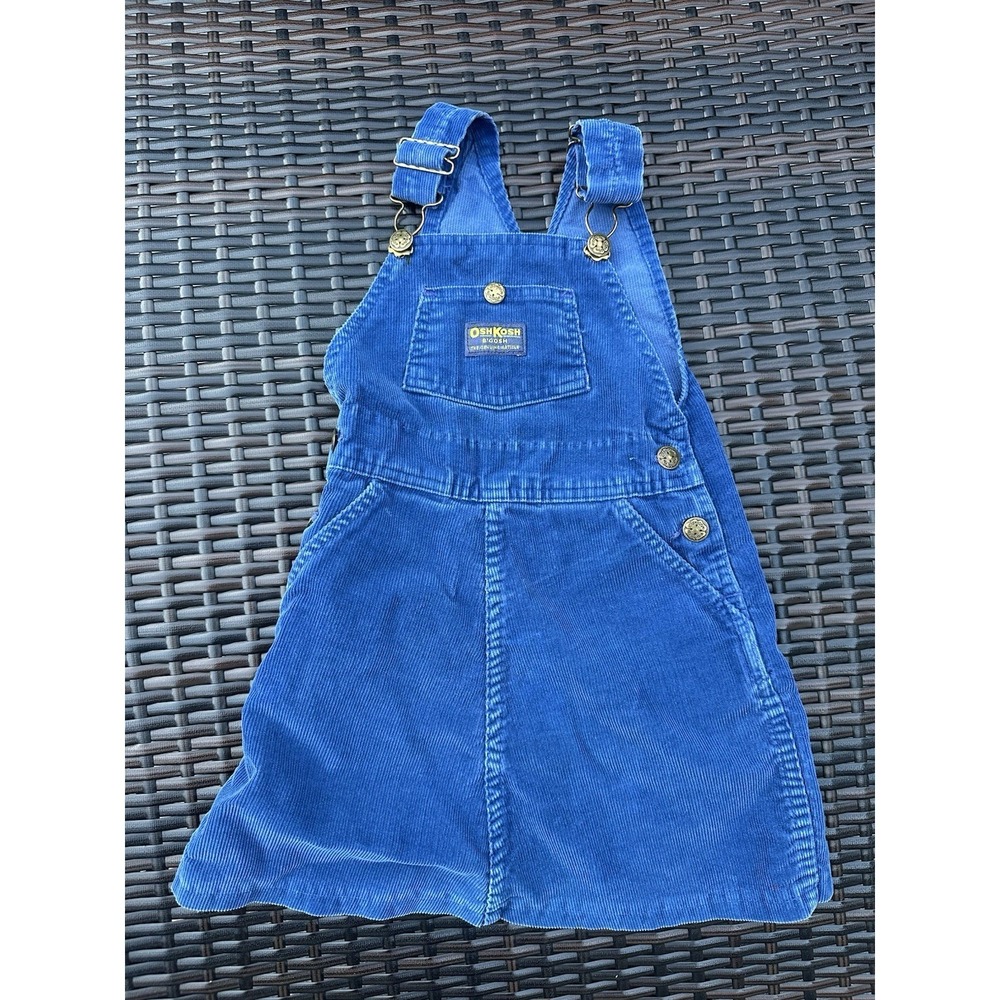 Vintage Osh Kosh B'Gosh Corduroy blue Overall Dress  Vestbak Girls Size 6